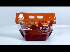 Taschino di imballaggio per pollo arrosto a mano a mano con buco di punzione a mano, cerniera, sacchetto di plastica per pollo arrosto a griglia