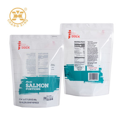 Gravure Printing Food Grade Packaging Bag Laminated Zipper Pouch With Transparent Window  For salmon Fresh Meat