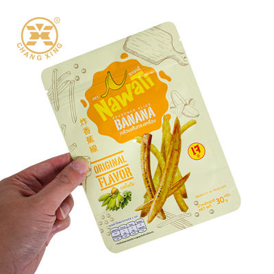 OEM ODM Food Grade Food Food Packaging Bagna Borsa per imballaggio Plastica Caspa per cerniera in plastica per le strisce di banana fritte patatine