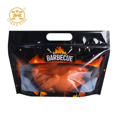 Imballaggio di plastica stampato su misura con cerniera per rotiserie a griglia calda Carne di pollo arrostita e carne deli a prova di umidità