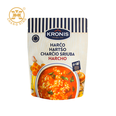 Borsa di imballaggio alimentare stampata su misura Borsa di imballaggio alimentare laminata termicamente sigillata per la zuppa di riso di carne e pesce