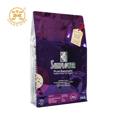 Sacchetti per imballaggio di riso Basmati in plastica personalizzati, busta richiudibile con chiusura a zip, sacchi di riso stampati da 5 kg